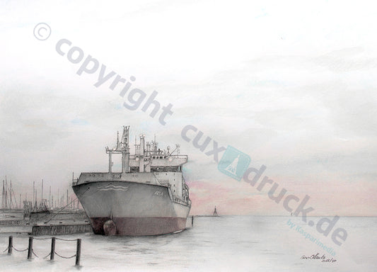 Ruhe am Pier – Kunstdruck von Gero Klemke