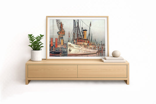 Schaarhörn fest im Hafen – Kunstdruck von Gero Klemke