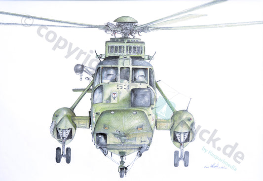 Sea King im Anflug – Kunstdruck von Gero Klemke