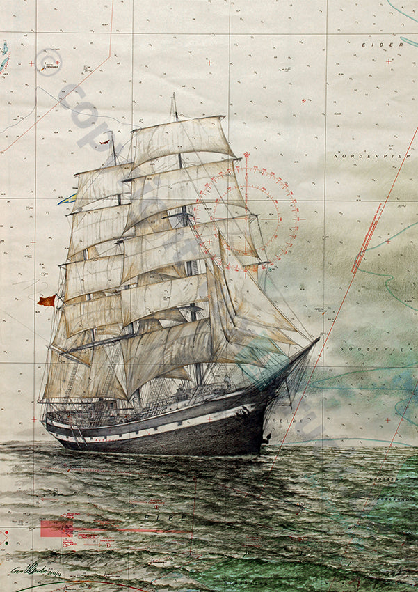 Seute Deern vorne mit Segeln