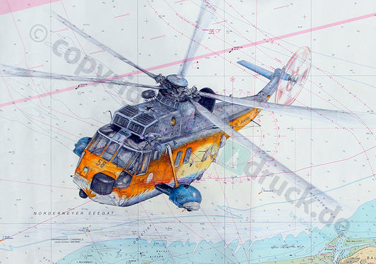 Sea King „Last Landing“ – Kunstdruck von Gero Klemke