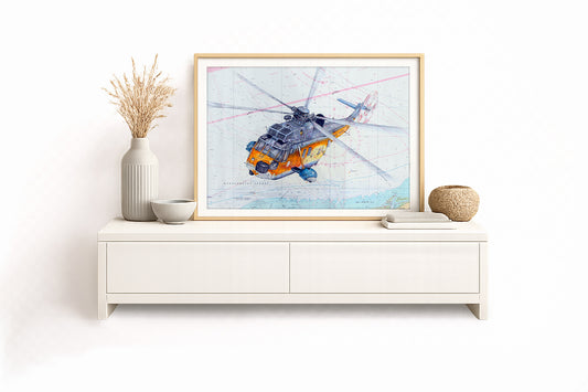 Sea King „Last Landing“ – Kunstdruck von Gero Klemke