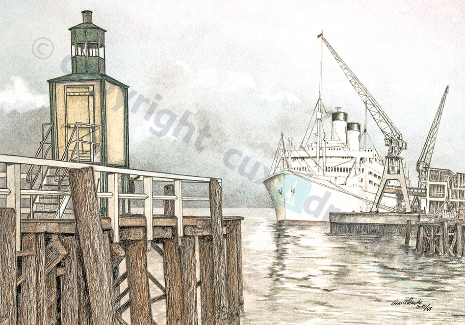 Steubenhöft Cuxhaven mit Schiff