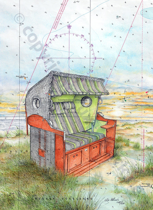 Strandkorb – Kunstdruck von Gero Klemke