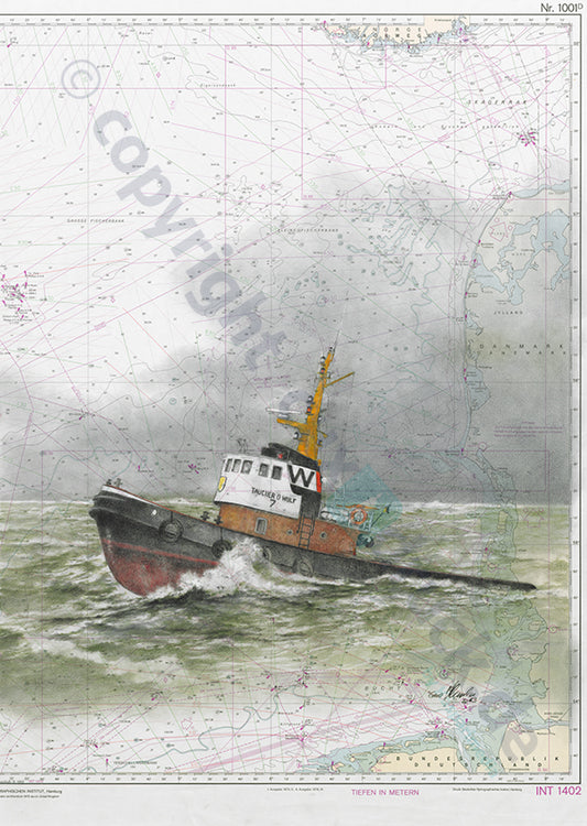 Schlepper Taucher O. Wulf 7 – Kunstdruck von Gero Klemke