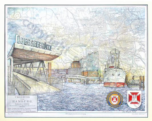 Überseebrücke Hamburg – Kunstdruck von Gero Klemke