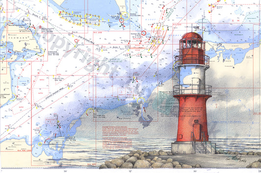 Leuchtturm Warnemünde Backbord – Kunstdruck von Gero Klemke
