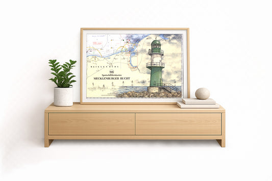 Leuchtturm Warnemünde Steuerbord – Kunstdruck von Gero Klemke