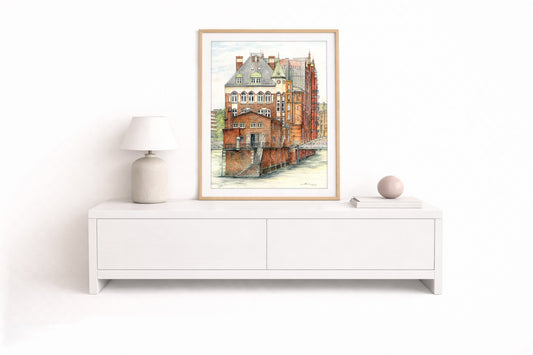 Wasserschloss Hamburg – Kunstdruck von Gero Klemke