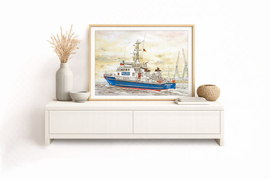 Wasserschutzpolizei Cuxhaven Bürgermeister Brauer – Kunstdruck von Gero Klemke