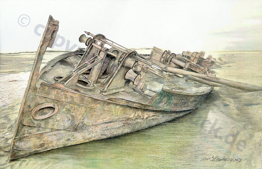 Wrack eines Shellsaugbaggers