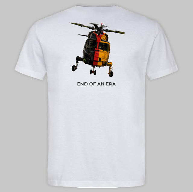 Sea Lynx End of an Era T Shirt mit großem Rückenmotiv des Marinehubschraubers in Sonderlackierung